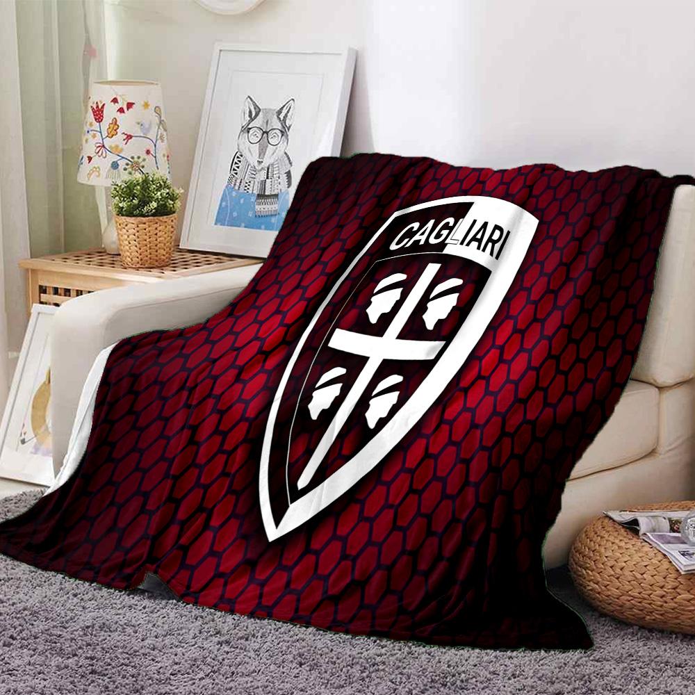 Cagliari Fußball Club Wappen Flanelldecke, Weiches Polyester, Modernes Design, Ganzjahres für Camping, Reisen, Geschenke für Feiertage oder Geburtstage