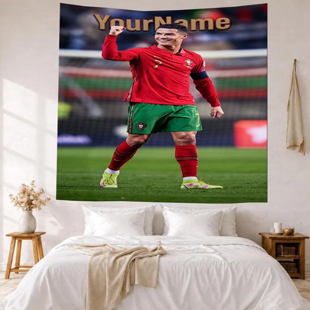 Cristiano Ronaldo Niestandardowa Dekoracja Ścienna z Twoim Imieniem Gobelin Sztuka na Pamięć o Zwierzętach Urodziny Wesela Tło Imprezowe Prezent Rodzinny