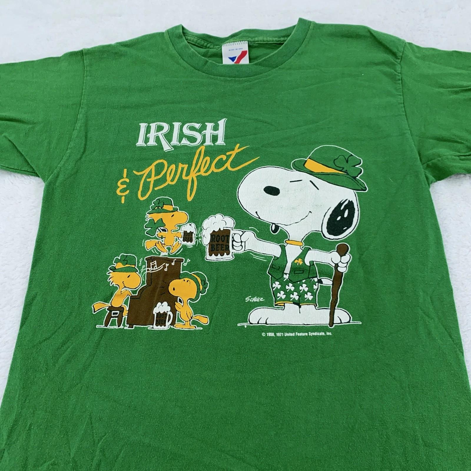 

Vintage Snoopy Shirt Mens Medium Peanuts Woodstock Irish Perfect St Patrick 90s L