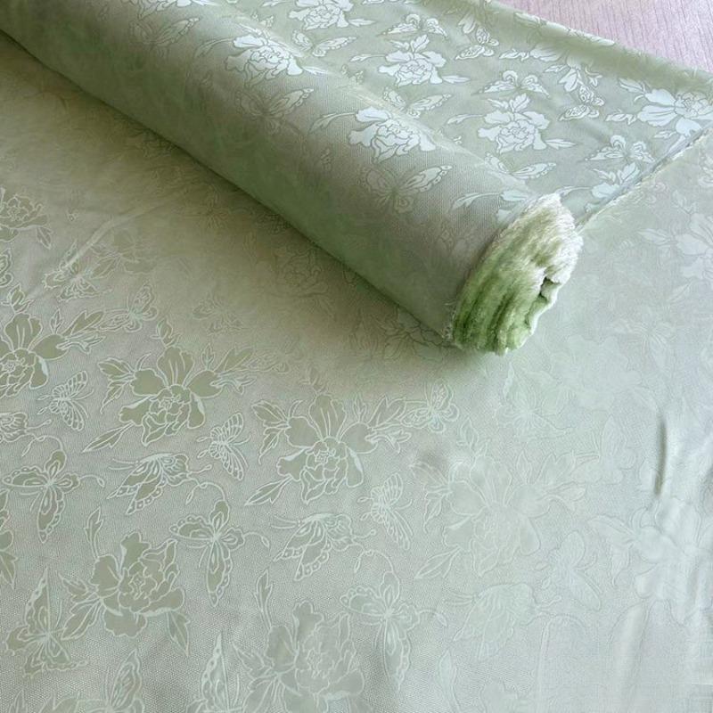 Breathable Mulberry Silk Jacquard Fabric Hollow Flower Luo Silk Fabric for Sewing Traditional Chinese Dress Cheongsam Clothes