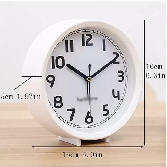 Alarm Clock Bedroom 6-Inches Round Alarm Clock with Arabic Numerals, Non-Ticking Silent, Backlight, Battery Operated Table Clock Bedside Clock (Color