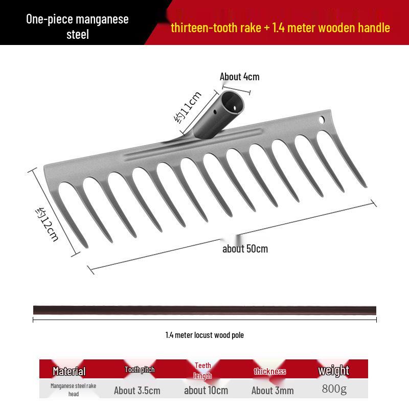 Manganese Steel Five-Tooth Weeding & Planting Rake - Multifunctional Soil Loosening Tool