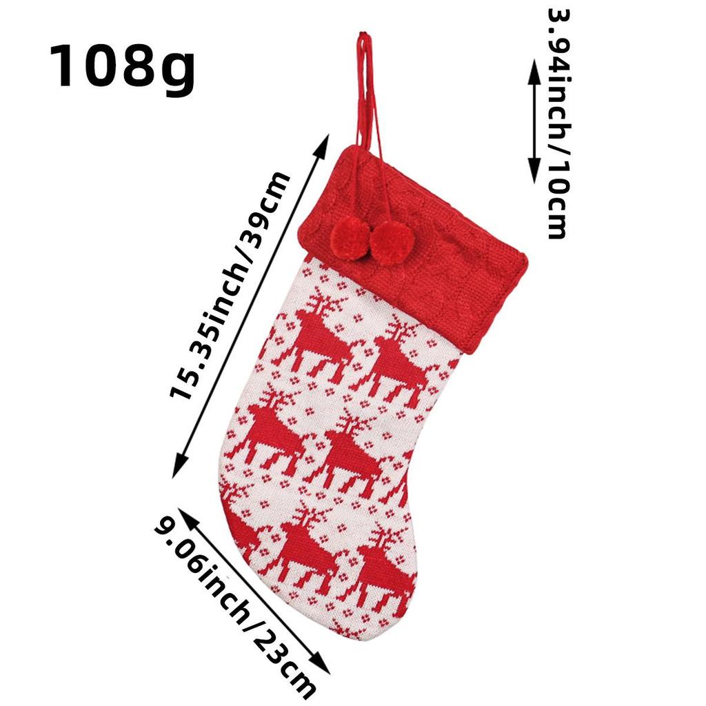 Red & White Reindeer Christmas Woolen Socks & Gift Bags for Kids
