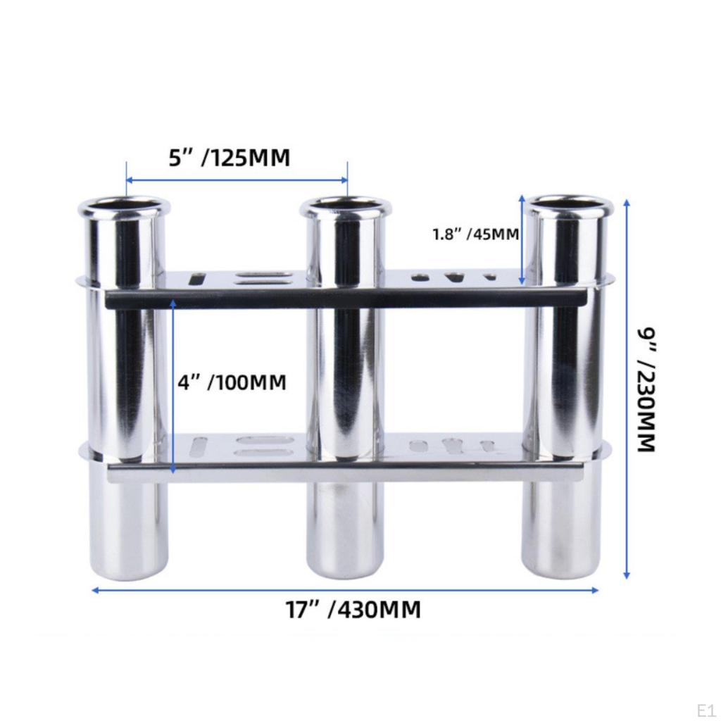 Stainless Steel Boat Rod Holder Wall Mount Fishing Pole Stand Heavy Duty 3Tube Rack for