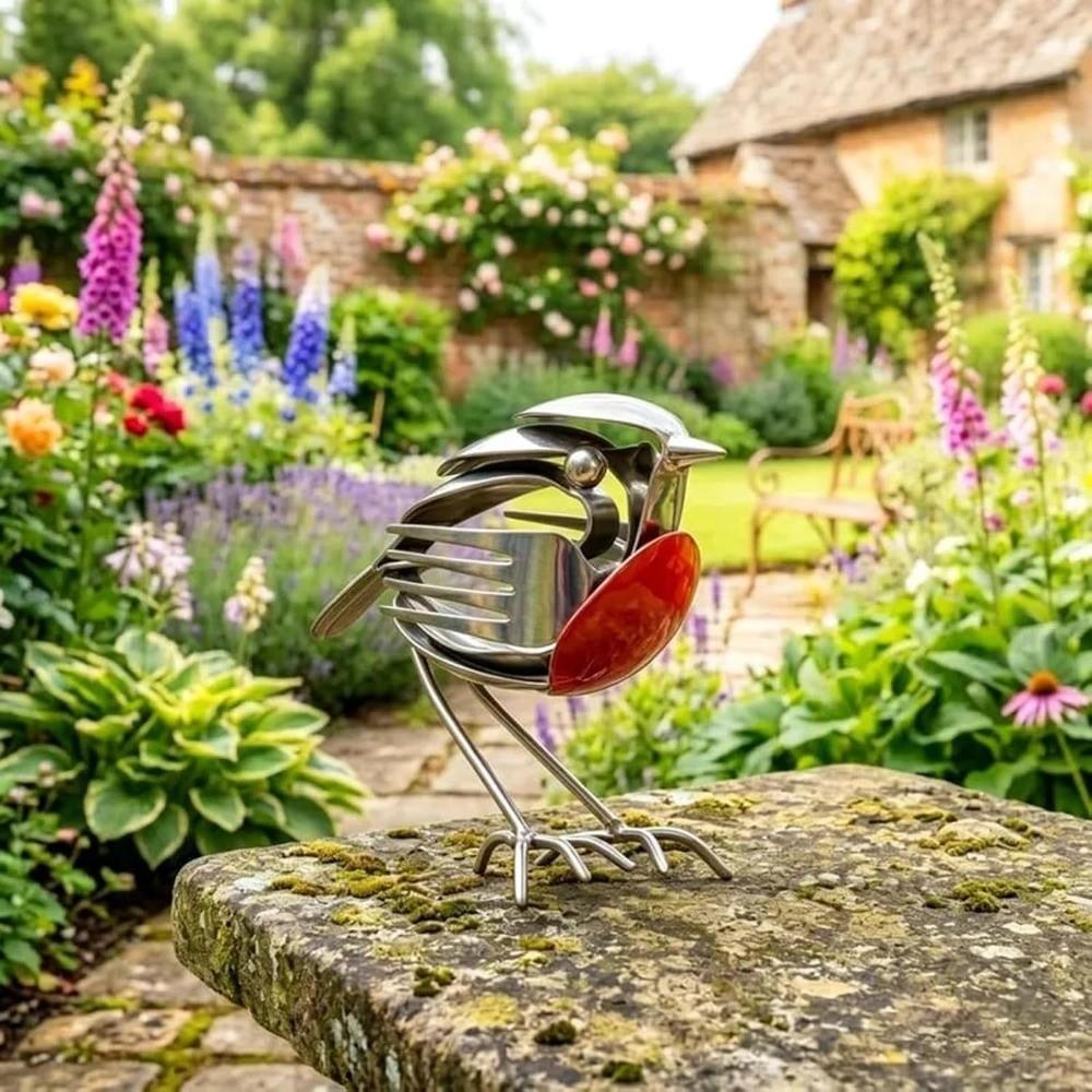 Handmade Scrap Metal Bird Statue Eco-friendly Recycled Bird Ornament Bird Art Figurine  Home Decor