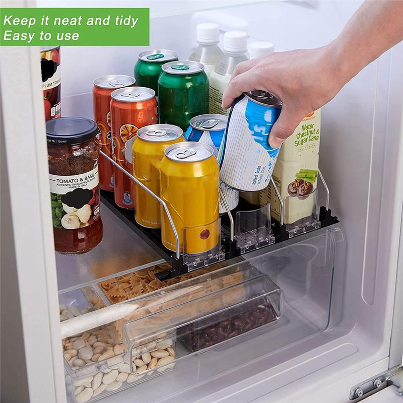 M-Modern-Soda Can Dispenser Beverage Display Rack For Refrigerator With Adjustable Glide - Perfect For Soda, Beer, And Other Bev
