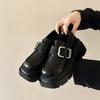 New Versatile Height-increasing Round-toed Thick-soled Loafers Single Shoes