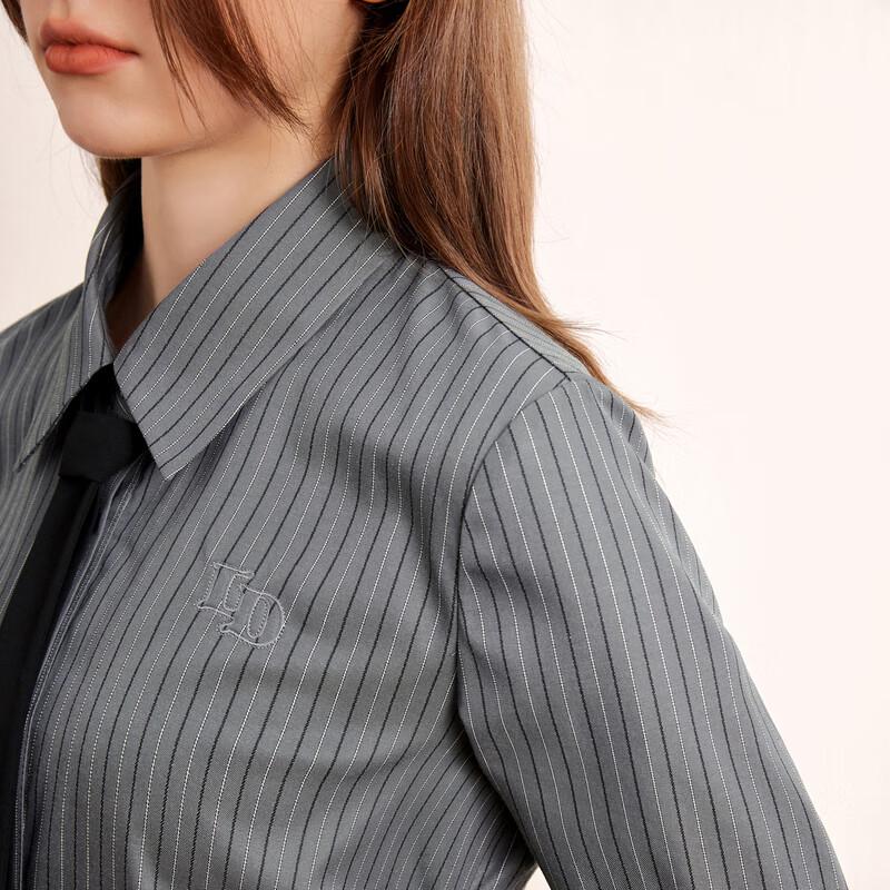 Ledin Academy Style Striped Ruched Shirt Dress