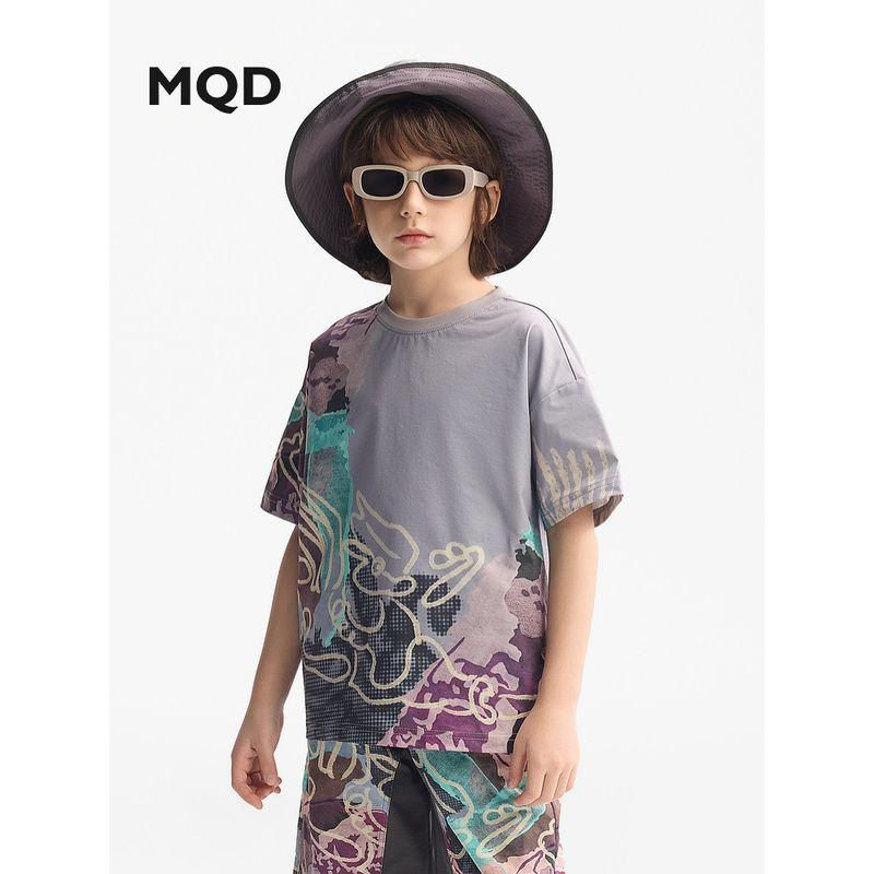 [Moisture-Wicking] Mqd Children's Clothing Boys' Short-Sleeved Summer New Style Children's Gray T-Shirt Baby Base Shirt