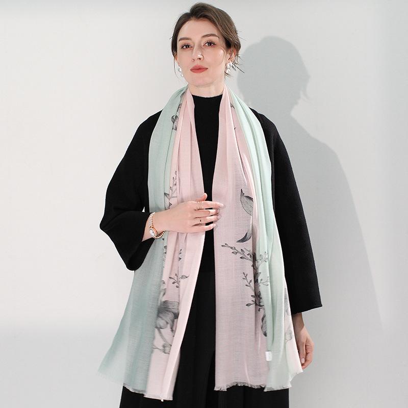 Winter Wool Scarf Women's Long Thermal Scarf Shawl Dual-purpose