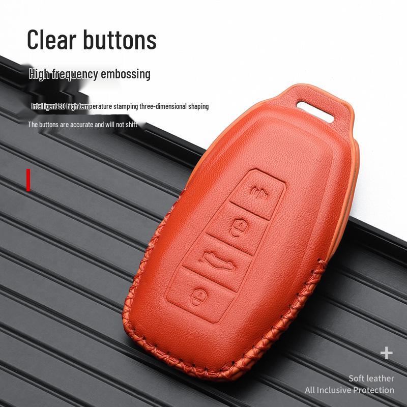 Genuine Leather Key Case for Geely Boyue, Xingyue L, Binyue ICON, Xingrui, Panda Mini - Premium Metal Shell
