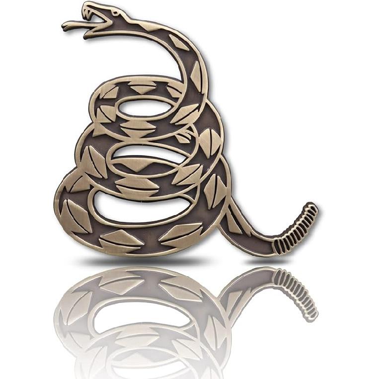 Dont Tread On Me Metal Car Sticker, Gadsden Flag Auto Emblem, 3D Snake Decal For Automotive, Truck, Motorcycle (Silver)