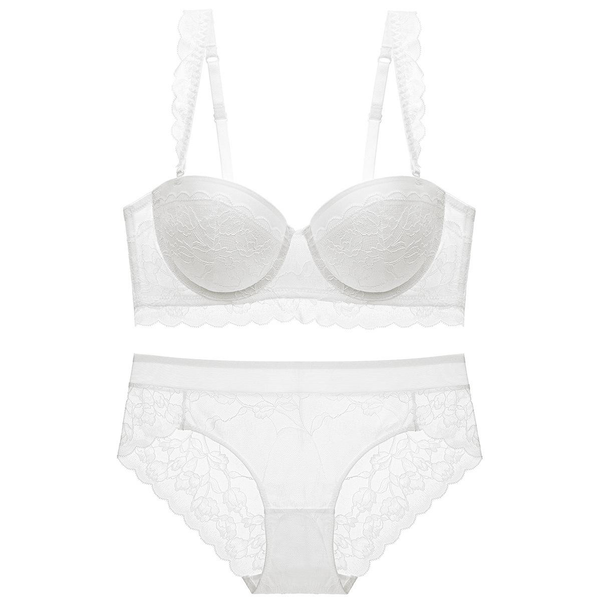 

Clearance Sale Explosive Sexy Lace Ladies Underwear Thin Upper and Lower Anti-sagging Gathering Bra 70A білий