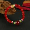 Natural Red and Green Agate Powder Crystal Bracelet, Six-character Mantra Buddha Bead Bracelet, Male and Female Couples Temperament Versatile Jewelry