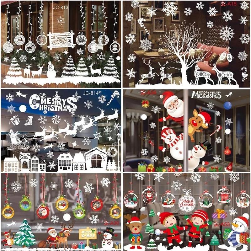 Christmas Window Stickers Santa Claus Snowflake DIY Wall Decal 2026 Christmas Decorations For Home New Year Ornaments Gift 2026