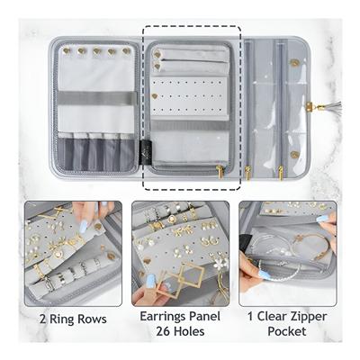 Tragbare Damen Schmuck Organizer Tasche für Halsketten, Ringe, Ohrringe Zubehör Aufbewahrungsorganizer