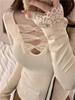Lace Patchwork V-Neck Slim Fit Long Sleeve French Style Women's Top