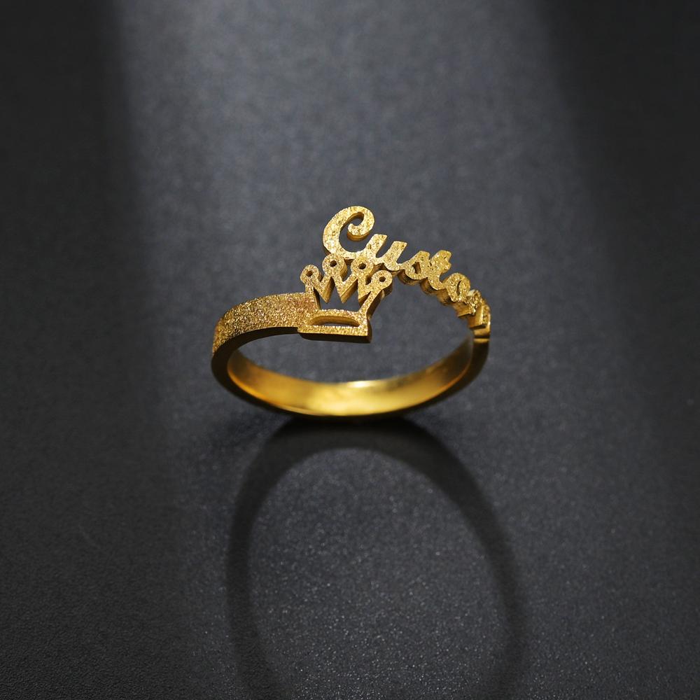 Atoztide Custom Name Ring Unique Personalized Charm Fashion Stainless Steel Letter Gold Color For Women Girlfriend Jewelry Gift