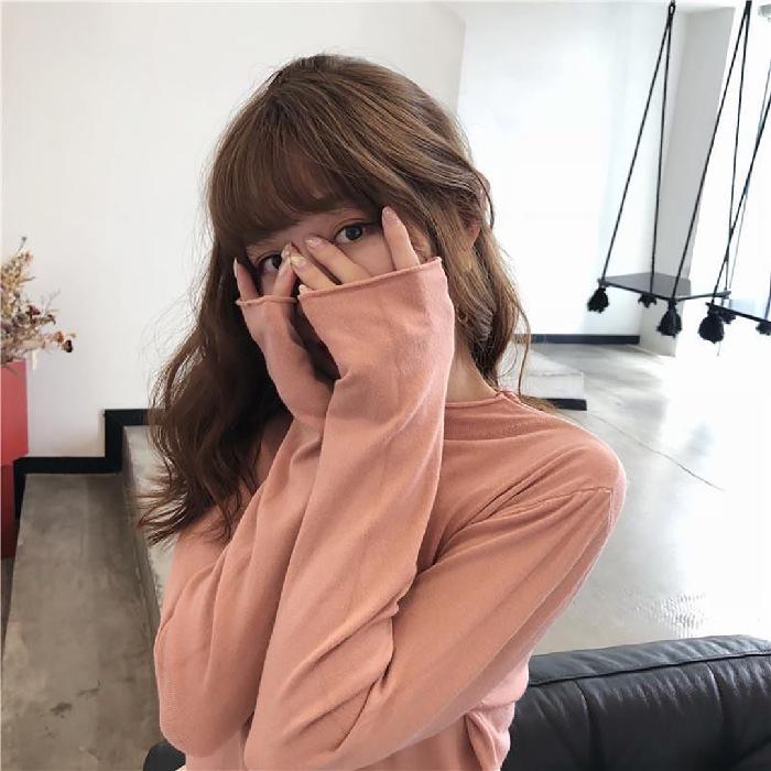 Spring 2025 Women's Knit High Neck Slimming Long Sleeve T-Shirt