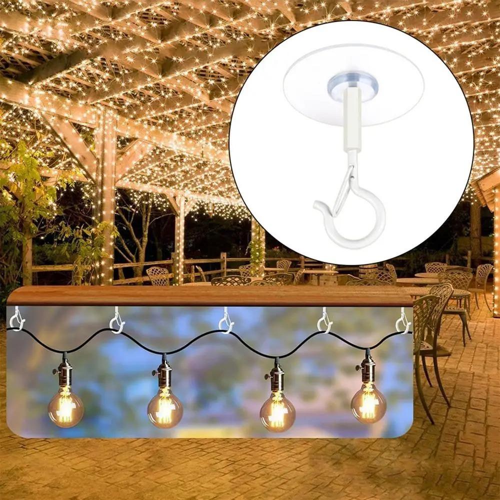 2 Stück Winddichte Wandhaken Bohrerfreie Klebende Ösenhaken Multifunktionale Deckenhaken LED-Licht
