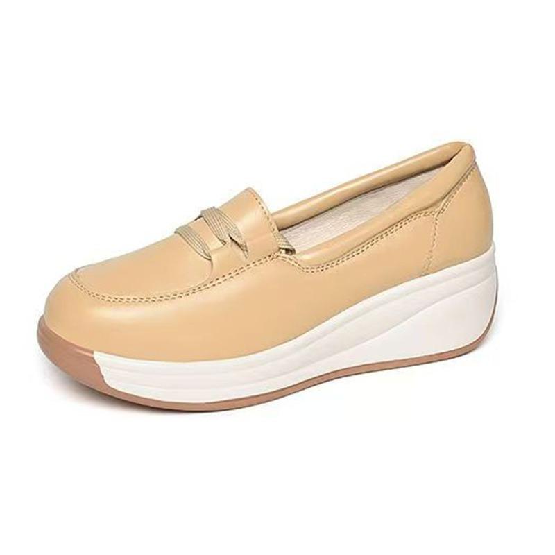 Four Seasons New Sneakers Women's Outer Light Height Increasing Shoes Breathable Solid Color Platform Student Casual Women's Shoes