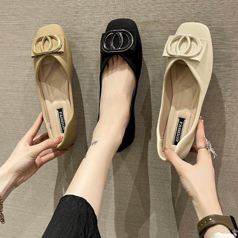 Spring and Autumn Soft-soled Single Shoes Women's Head Shallow Mouth One Pedal Doudou Shoes Women's Casual Women's Shoes