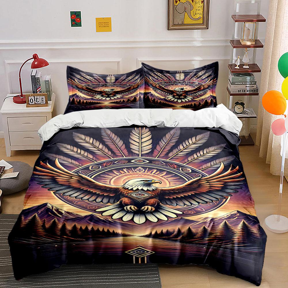 

Eagle, feathers, mountains, sunrise. Bedding sets Duvet cover sets Duvet covers Pillowcases(1 * Duvet Cover 2 * Pillowcases, without duvet insert) 135x200cm