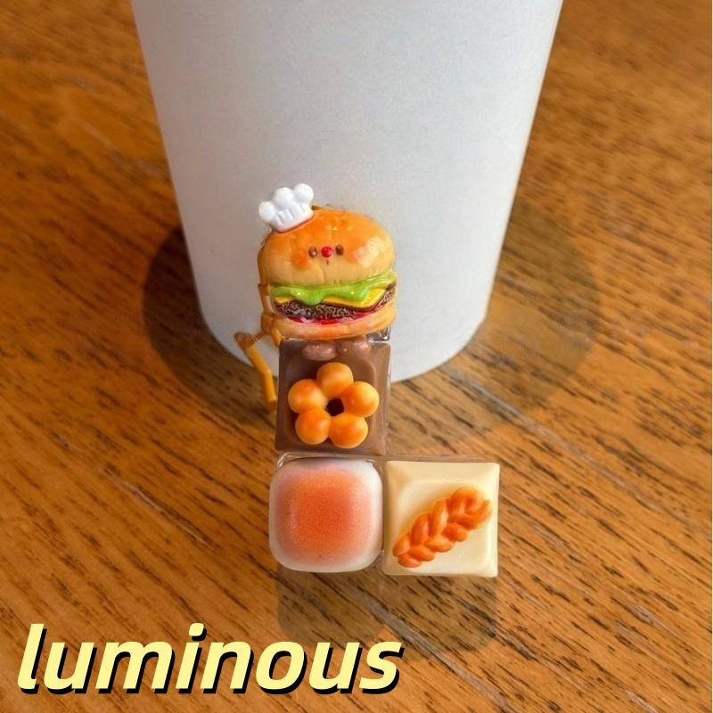 Funny Cute Bread Keycap Clicker Stress Relief Mini Fingertip Decompression Keychain for Teen Birthday Gifts