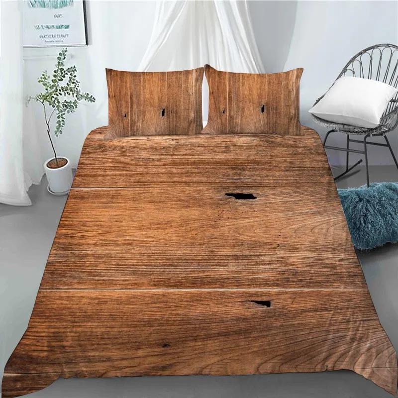 3D Colorful Retro Wood Pattern Duvet Cover Polyester Quilt Cover With Pillowcase Kids Adults Home Bedroom Decor King Queen Size