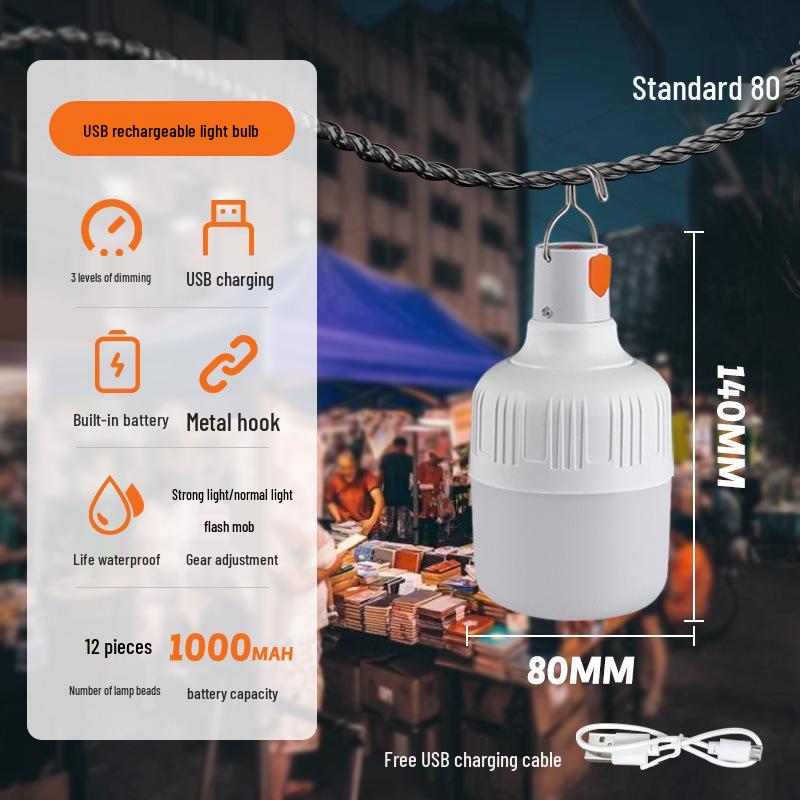 LED Energy-Saving Wireless Portable Camping Lantern - USB Rechargeable, Super Bright Light for Outdoor, Market Stall, or Night Use