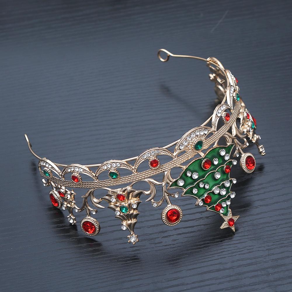 1pc Fashion Festive Christmas Tree Hair Crown Toned Rhinestones Whimsical Holiday Design Perfect Christmas Parties Royal
