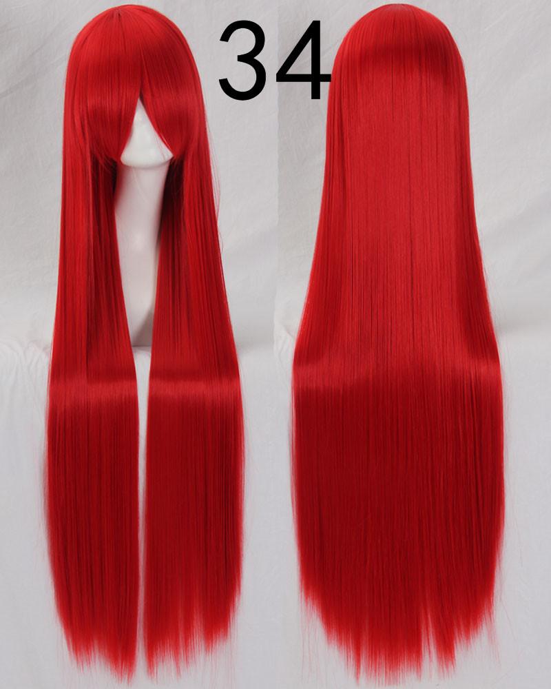 

100 см синтетический длинный прямой парик для косплея с челкой женский аниме омбре парик блонд красный розовый синий золотой термостойкий парик для вечеринок