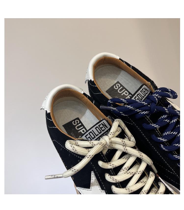 Star Little Distressed White Women's Sneakers - 2025 Autumn Trendy Casual Round Toe Trainers
