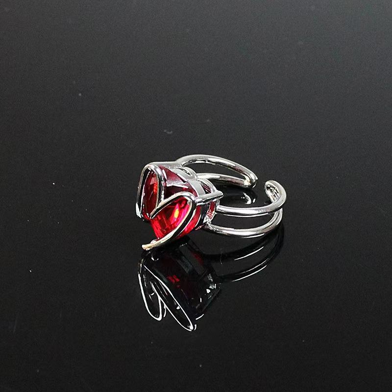 Heart Shape M Zircon Exquisite Originality Adjustable Pendant Rings for Women Elegant Round Rings Valentine's Day Jewelry Gift