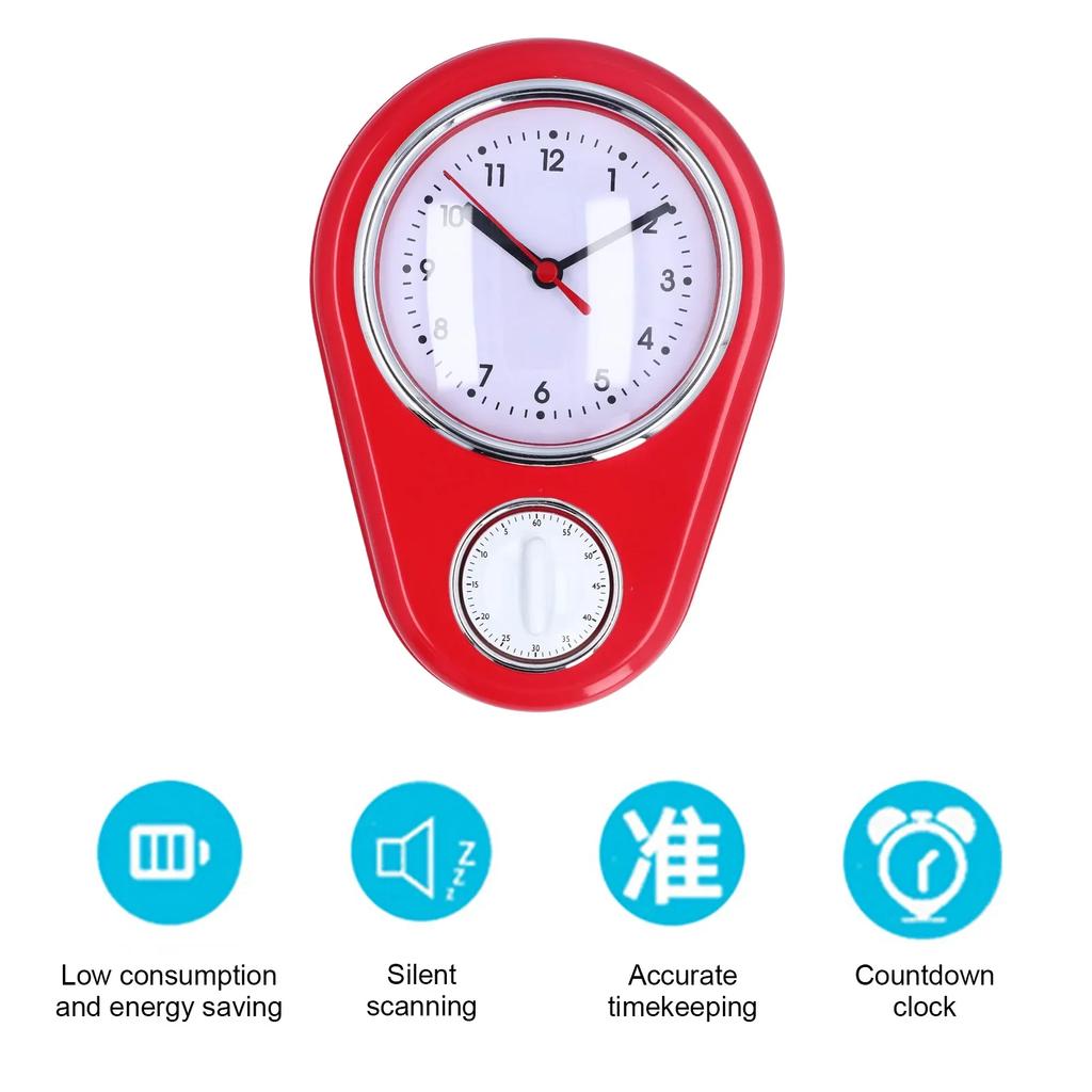 9 Inch Quartz Clock Simple   Time Clear Display Multifunction Kitchen Timer Wall Clock Silent for Kitchen