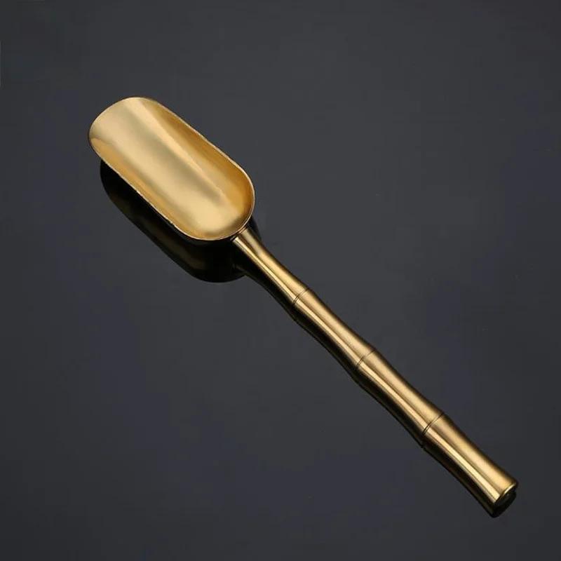 Brass Copper Dinnerware Set Spoon Tea  Dessert Coffee Ice Cream S Kitchen Accessories Bar Tools New Bamboo Creative