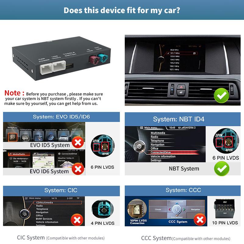 Wireless CarPlay And Android Auto For BMW NBT CIC System 1 2 3 4 5 6 7 Series X1 X3 X5 X6 MINI F20-F25 F30-D36 F10 F48 F11 F10