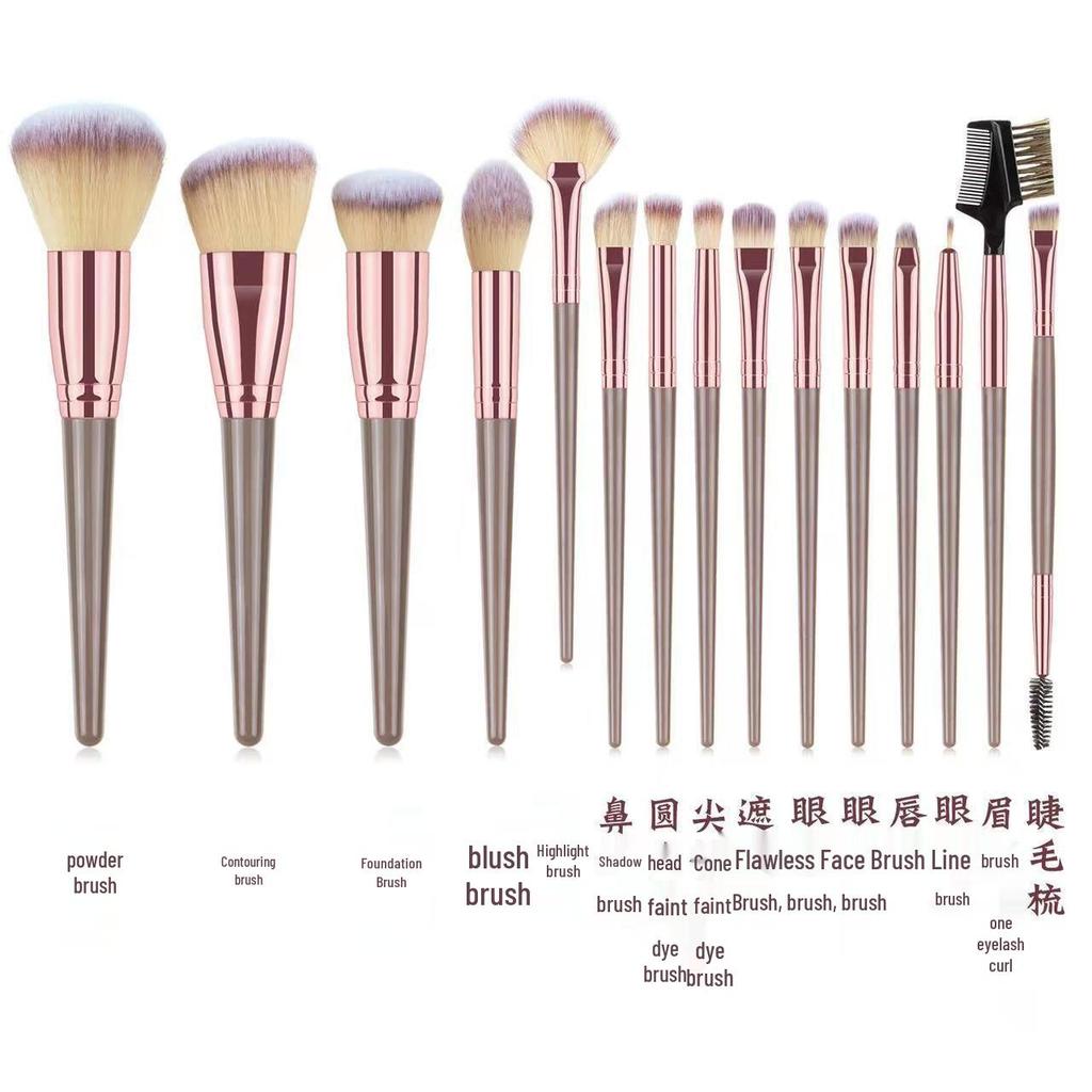 15-Piece Soft Bristle Makeup Brush Set: Powder, Blush, Foundation, Eyeshadow, Concealer, Eyebrow, Portable Kit