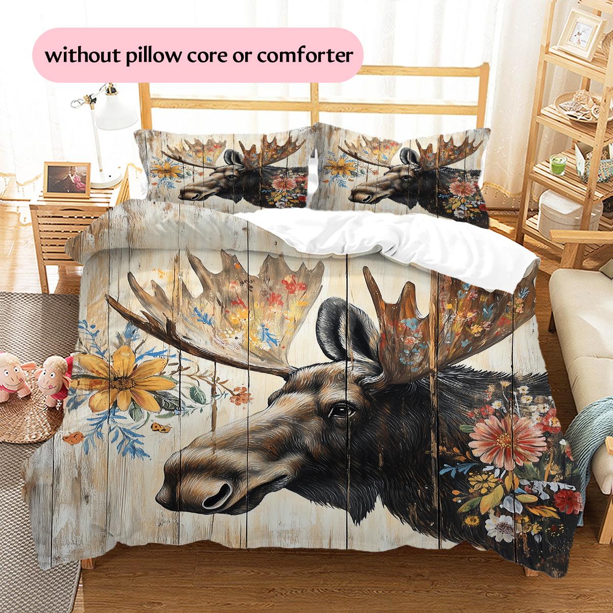 

Animals on Wooden Plank Background Pattern Bedding Quilt Set Home Decoration Gift (1 * duvet cover + 2 * pillowcase, without core) 135x200cm