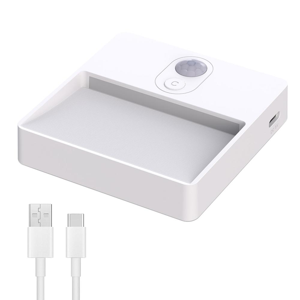 

Датчик движения светодиодный светильник USB зарядка квадратный светильник для спальни кухни лестницы прихожей шкафа освещение шкафа RGB ночник белый