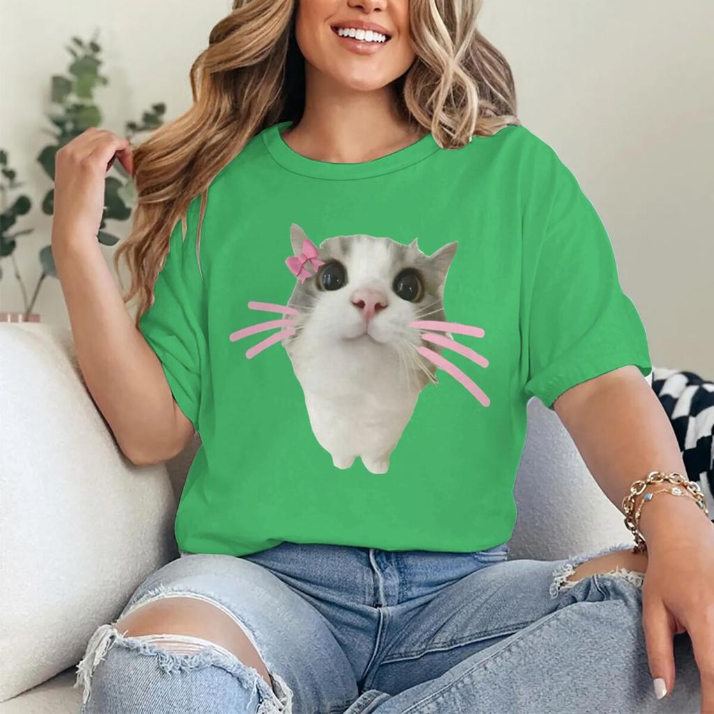 Funny Cat 3D Print Women Casual Crewneck TShirt Women Unisex Harajuku T Shirts Meme Animal Cat Print  Casual Fashion Tshirts