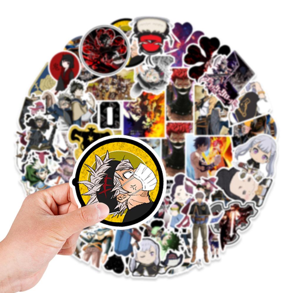 50 Japanese Comic Black Five-leaf Clover Graffiti Stickers Helmet Mobile Phone Computer Refrigerator Decoration Stickers