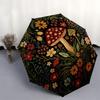 Enchanted Forest Mushroom Rug, Vibrant Floral Round Carpet for Home Decor Umbrella, Cute Umbrella with Cute Design, Portable 3-Fold Compact Umbrella F