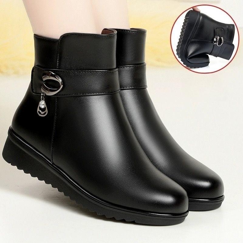 

Women s Lightweight Comfortable Thick Soles Winter Warm Cold Padded Snow Boots Non-slip Wear Outdoor Leisure Sports Fur One Leather Shoes 42 чорний