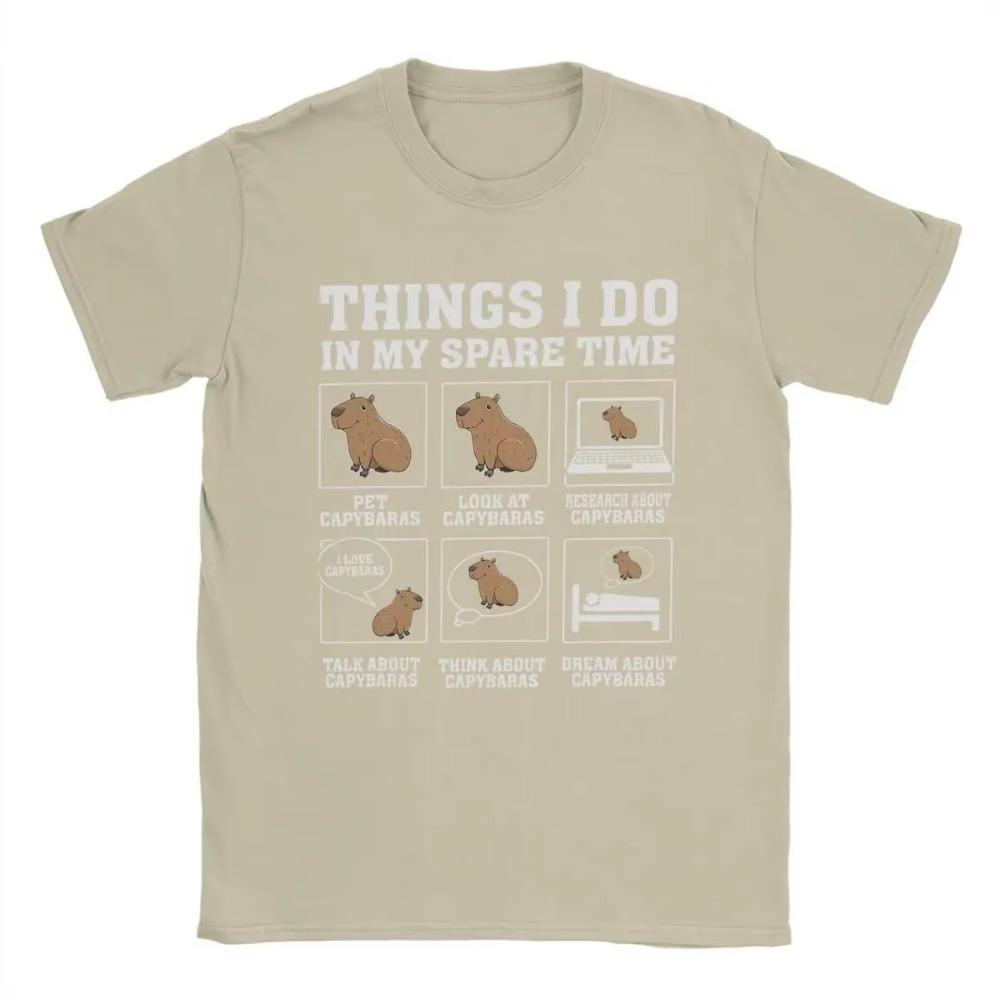 Awesome Things I Do In My Spare Time Capybara T-Shirts for Men O Neck  T Shirts Short Sleeve Tees Summer Clothing