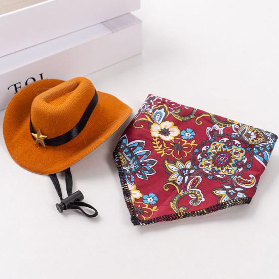 1 Set Kat Cowboy Kostuum, Verstelbare Cowboyhoed En Retro Bandana Sjaal, Schattige Kat Cowboy Outfit voor Katten Kleine Honden, Westelijke Stijl Huisdier Accessoires
