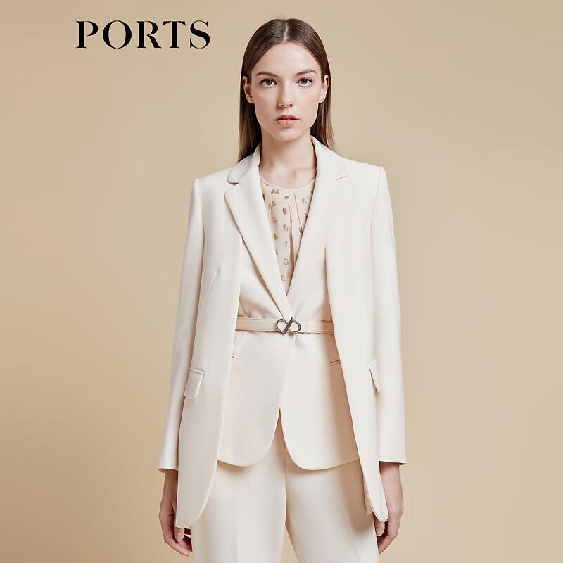 

PORTS Women s Linen Light Gold Two-Piece Suit XS