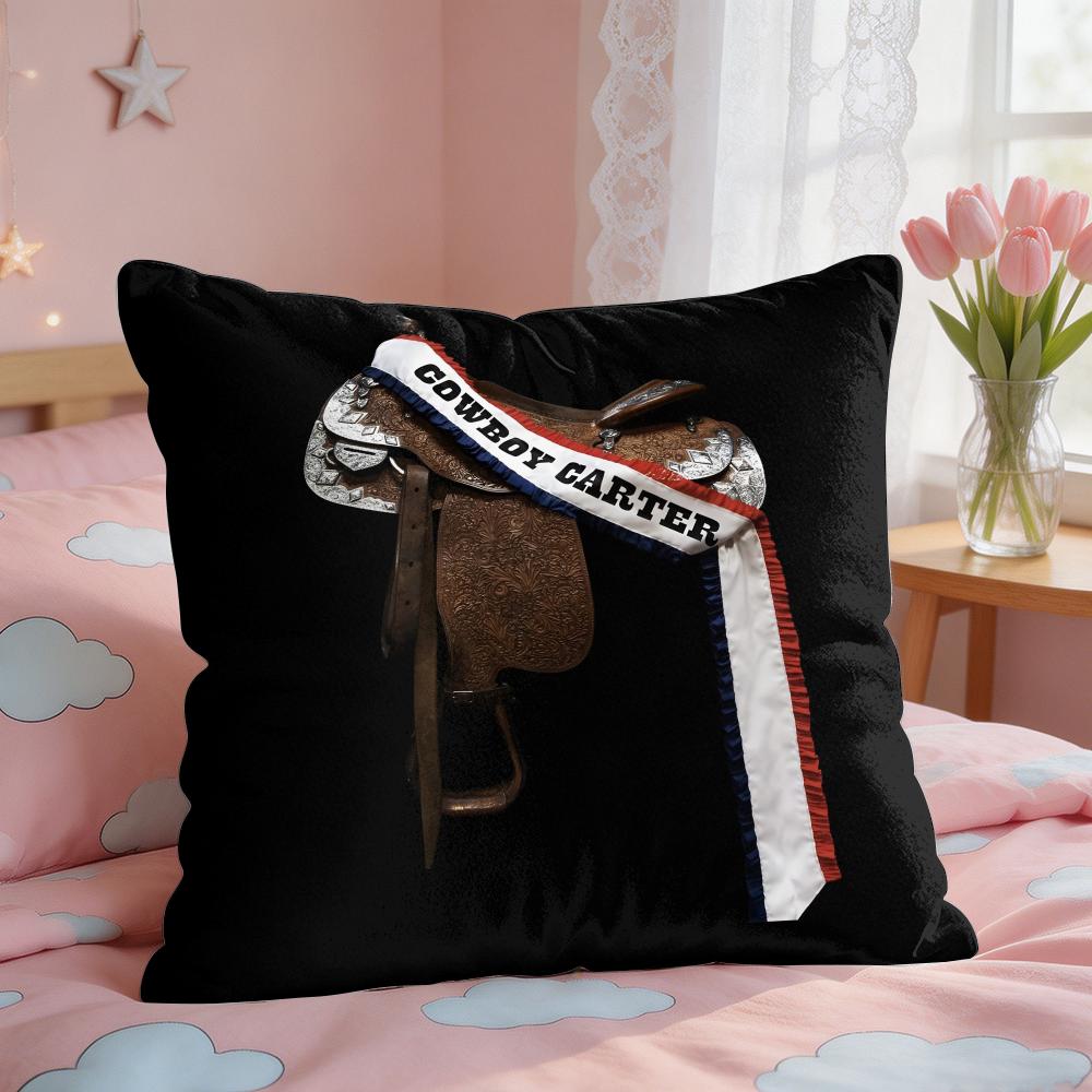 Singer CBeyonce Cowboy Carter Cushion Cover Square Short Plush Pillow Case Living Room Sofa Home Decor Funda X