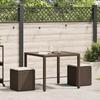 VidaXL Garden Stools with Cushions Set of 2 Brown Wicker, Garden Seat, Outdoor Seating, Cube Stool, 4104040