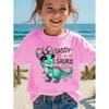 Girls' Kawaii Cartoon Dinosaur Graphic T-Shirt Cute Pink Bow Hearts Print T-Shirt Kids Short Sleeve Tee Y2k Children's Clothing